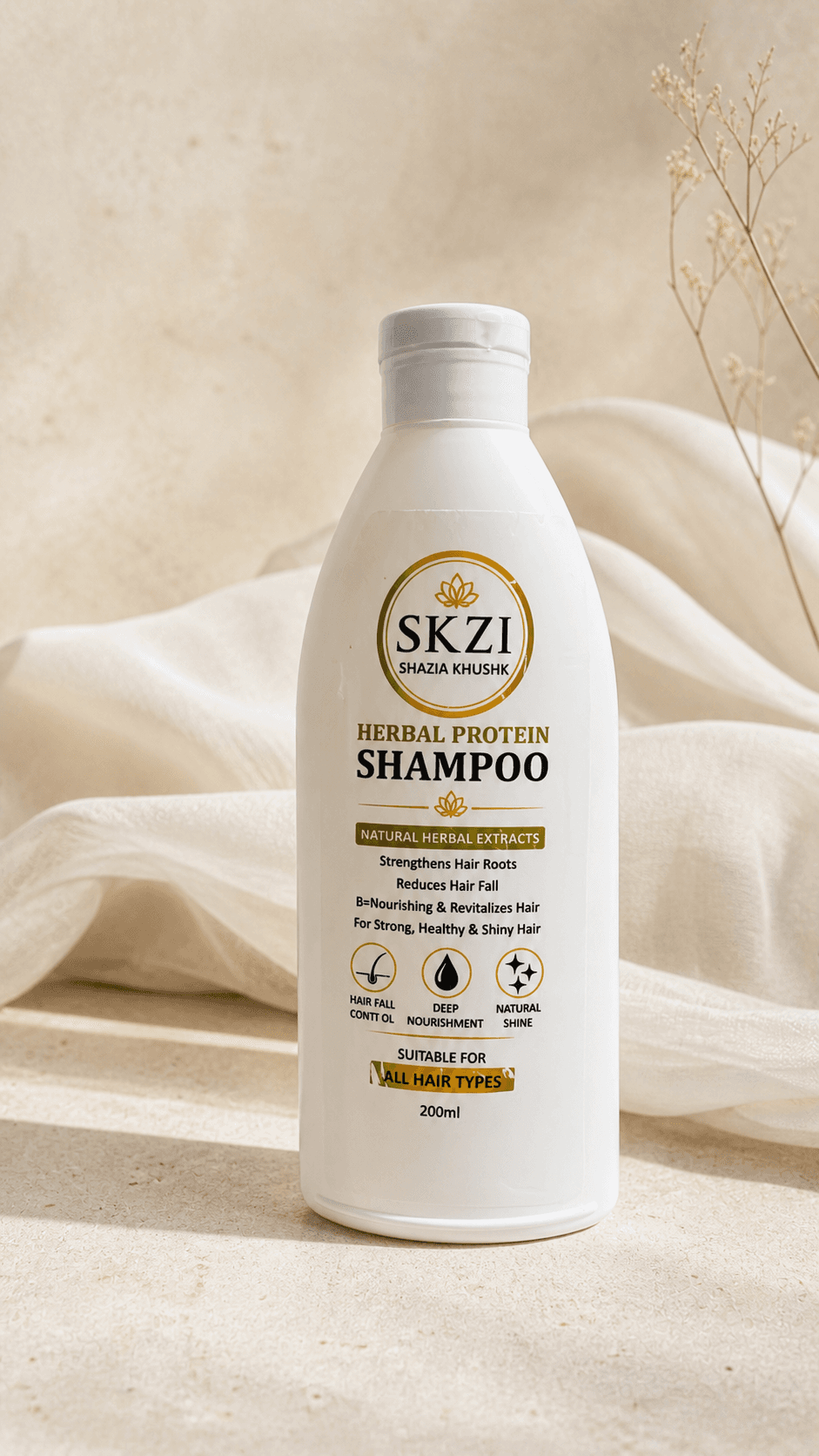 Herbal protein shampoo editorial image